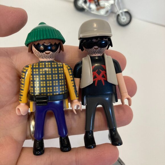 Vintage Mixed Lot of 7 Play Mobile 90s Figures Geobra Biker Robber Snorkeler - Picture 5 of 11